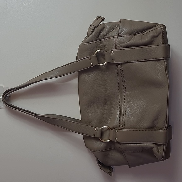 MK Michael Kors Austin Taupe Large Leather Beige Purse Satchel Women Bag RARE - Picture 3 of 9